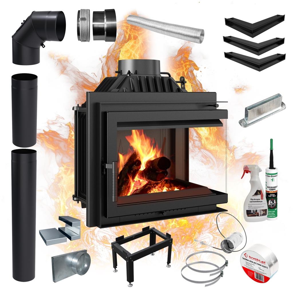 Right fireplace insert KRATKI SIMPLE 8kW closing set