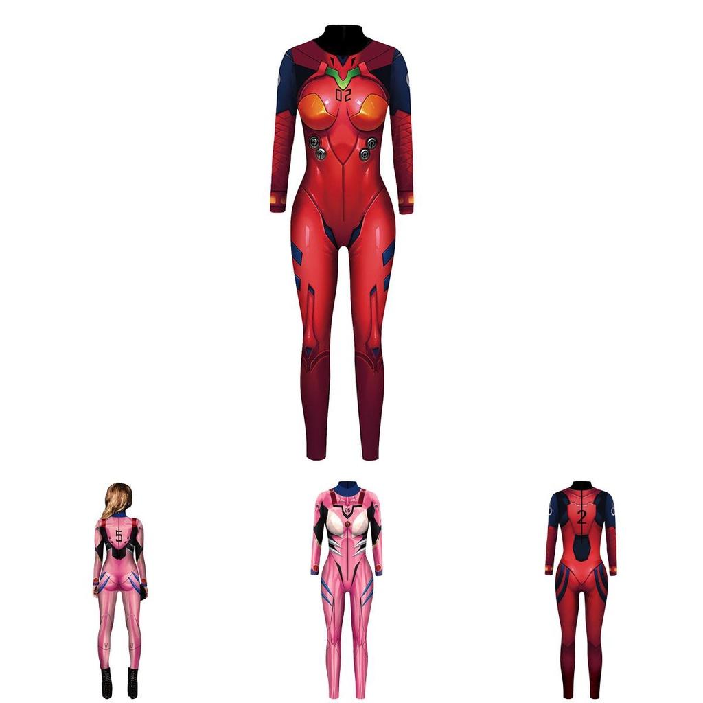 Stunning Eva Neon Genesis Evangelion Asuka Langley Zentai Tights Bodysuit Cosplay Costume For Women