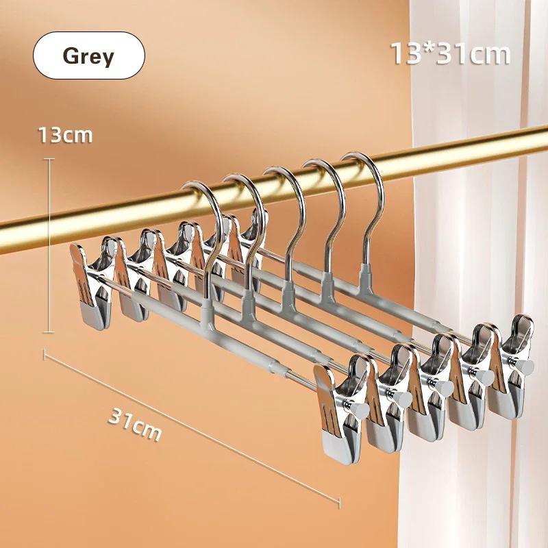 5Pcs Windproof Metal Hanger for Clothes Home Pants Coat Non-slip Drying Hangers with Adjustable Clips Closets Storage Organizer