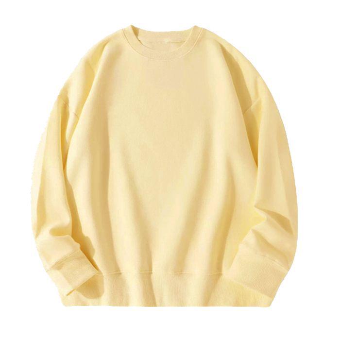 Einfarbiges Kinder-Sweatshirt im koreanischen Stil mit Grafikdruck - Herbst/Winter 2026 Kollektion Jungen & Mädchen Rundhals Schuluniform 140cm helle gelbe