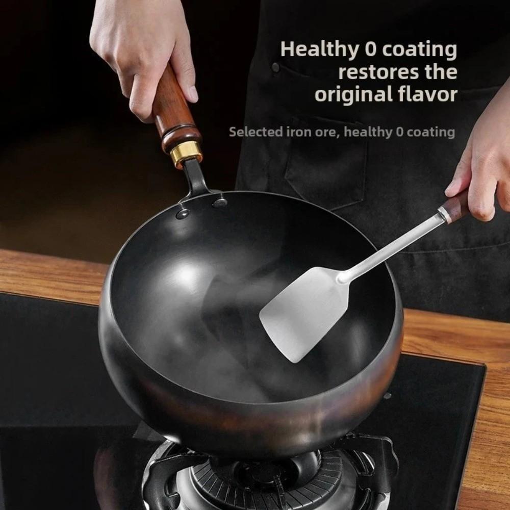 Tigaie Wok cu Fund Plat Fără Strat Antiaderent Tigaie Durabilă Antiaderentă Bucătărie
