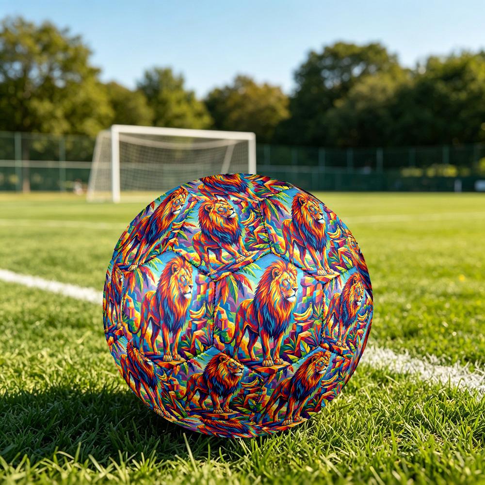 1pc Lion Jungle Theme Soccer Ball Football, Size 5, Lightweight PVC, Outdoor Training Soccer Ball,Sports Gift t61496