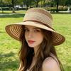 French Retro Flat-top Straw Hat Women's Summer Seaside Vacation Beach Visor Hat Straw Woven Sun Protection Hat Fashionable and Versatile