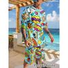 Summer  Men's T-shirt Set Manga Illustrations Loose Clothing Hip Hop Sportswear Two Piece Set