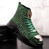 Luxury Rivet Boots Designer Sneakers Men Punk High Tops Gold Red Light Bottom Casual Platform Shoe   A2