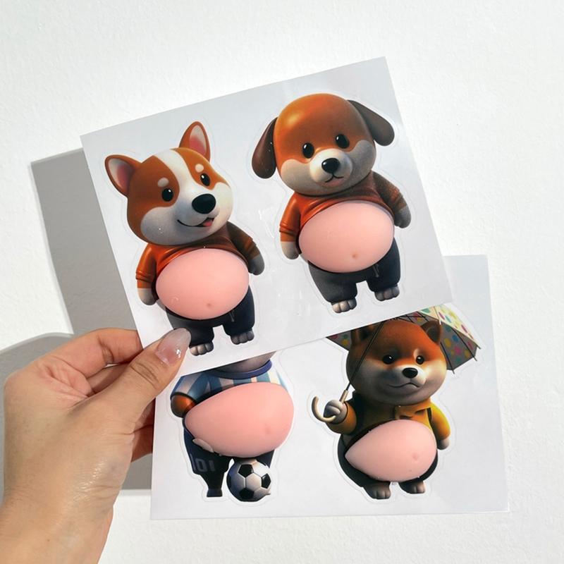 2pcs 3D Belly Pinching Stickers Anti-Collision Stickers PP Butt Decoration Stickers Shiba Inu Dog Decoration