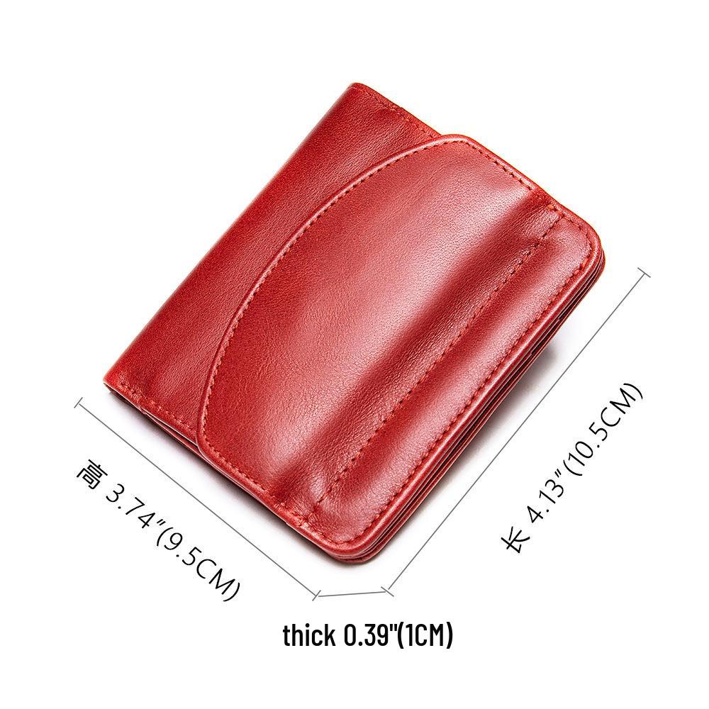 Women's Genuine Leather Slim Wallet & Coin Purse: Versatile, Soft Cowhide, Two-in-One Money Clip.