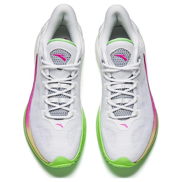 Anta Speed Battle 6 Comfortable Versatile Non-Slip Durable Mid-Top Basketball Shoes Men Sneaker White Green Pink 112511601-4