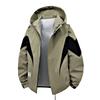 Unisex Plus Samt Verdickt Amerikanischer Stil Color-Block Kapuzen-Windbreaker, Große Größe, Lockere Passform, Outdoor Arbeitskleidung, Warmer Mantel