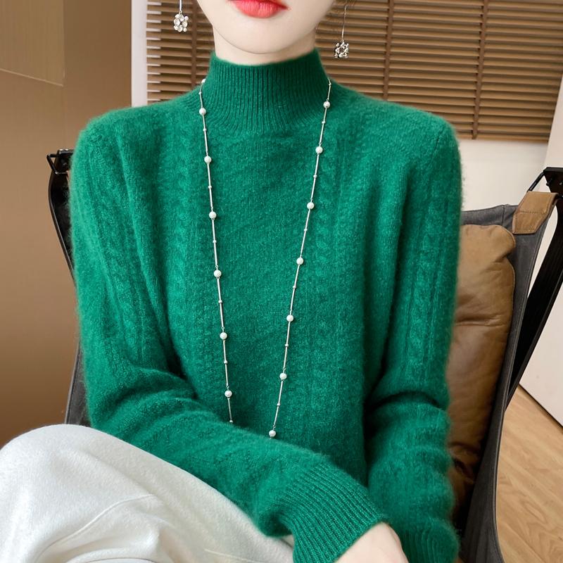 Women Sweater 100% Wool MODERN NEW SAGA Turtleneck Knit Pullover Thick Winter Jumpers Female Knit Tops