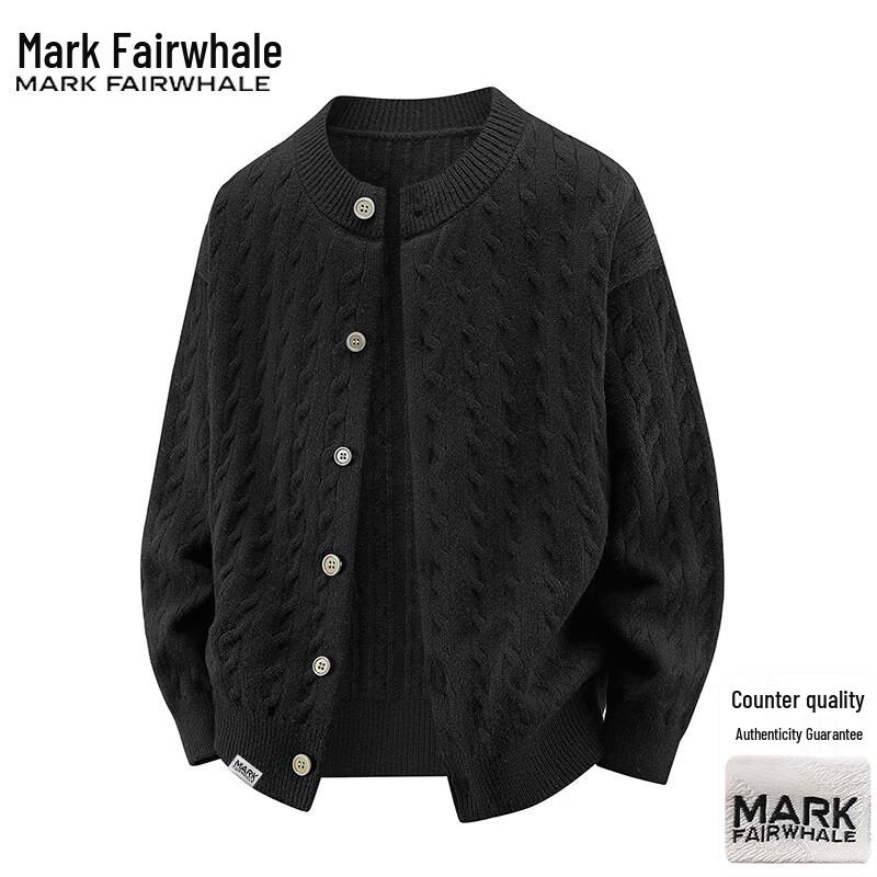 Mark Fairwhale Men's Round Neck Knit Cardigan Jacket