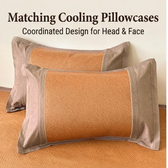 Natural Rattan Ice Silk Cooling Mat, Baby-Safe Double-Sided All-Season Bed Sheet, 2025 New, Multiple Sizes for Home & Nursery