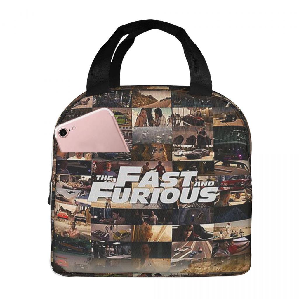 Fast And Furious Legends Tribute Insulated Lunch Bag for Women Kids Portable Food Boxes Thermal Lunch Box Tote