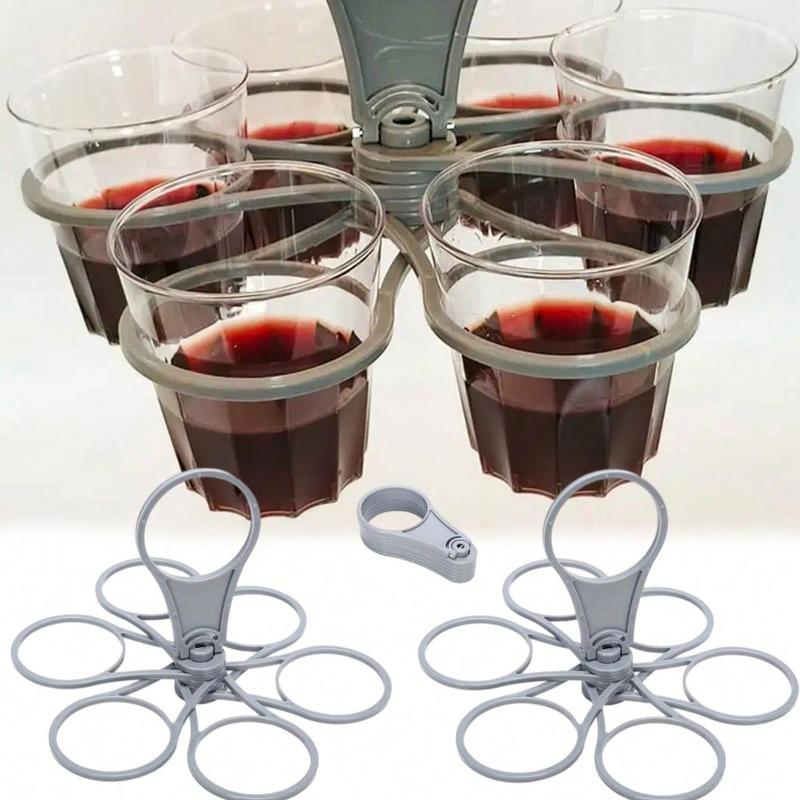 1/2PCS 6-Slot Foldable Drink Caddy Rotatable Cup Organizer Holder Lightweight Sturdy Plastic Beverage Holder Party Accessory