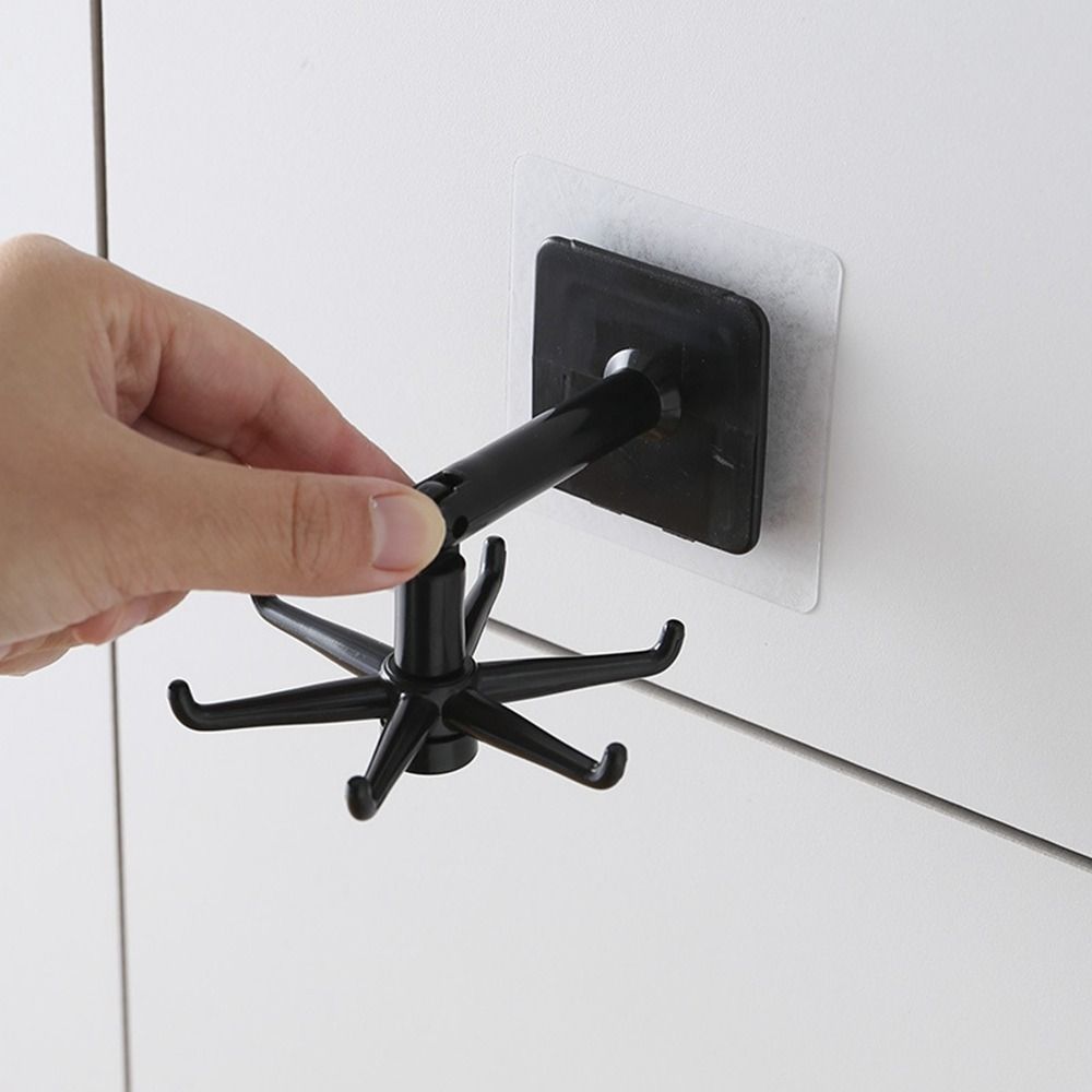 Rotated Punch-free Rotatable Wall Mounted Door Hook Clothes Hanger Kitchen Organizer Towel Rack