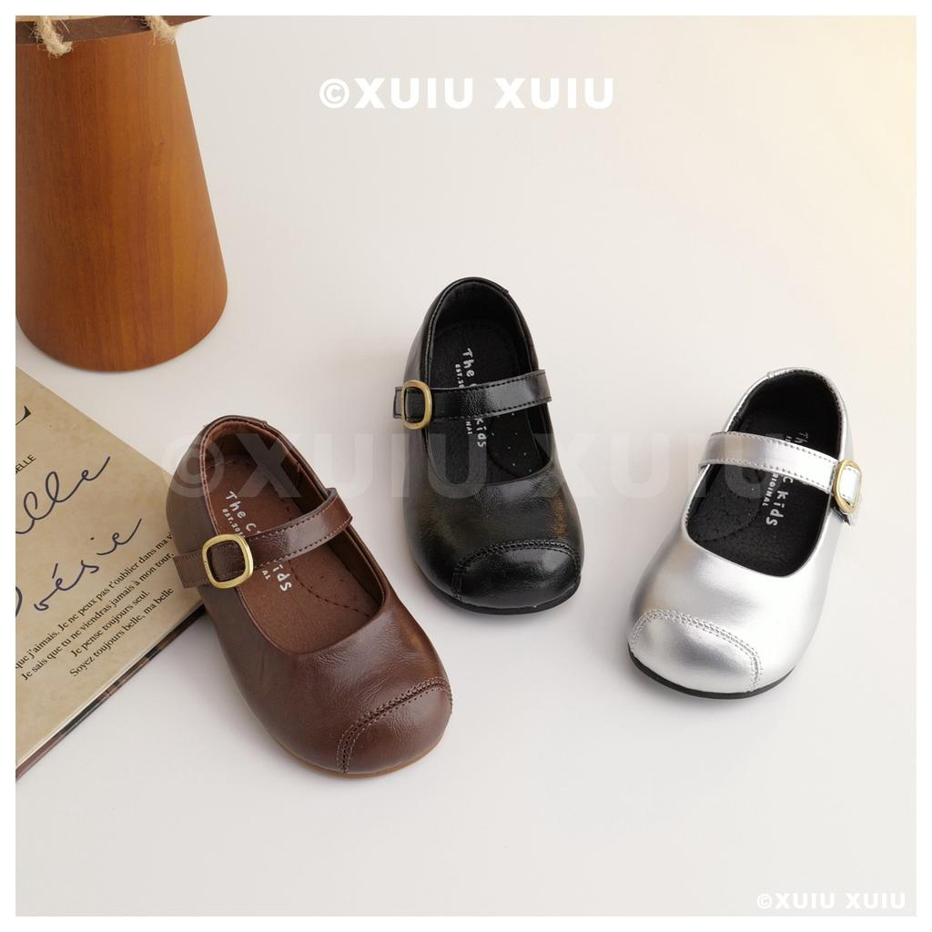 XSHX "Barn Style" London Style Children's Leather Shoes Spring and Autumn Velcro Retro Wide Last [Wenzhou Shoes]