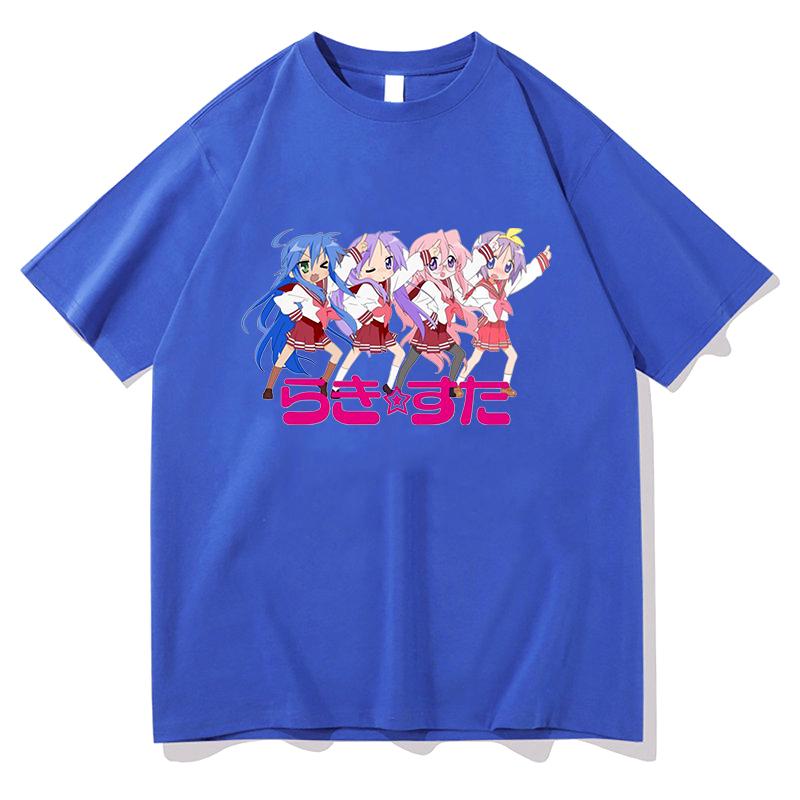 Anime Lucky Star Konata T-Shirt Cartoon Männer/Frauen Ästhetik Vintage Auto T-Shirt Unisex Manga Print Oversize Tops Baumwoll-T-Shirt