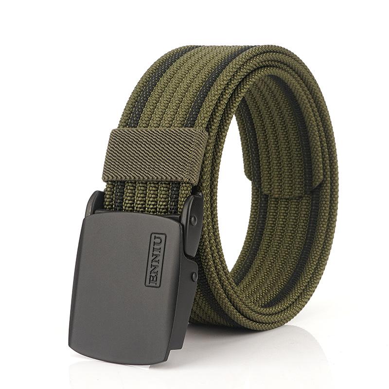 Neuer Pendlergürtel für Herren mit automatischer Schnalle aus Nylon, vielseitiger, dicker Doppelschichtgürtel für die Freizeit im Freien