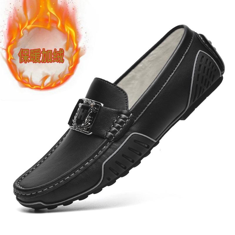 Breathable Leather Doudou Shoes Non-slip Trend Casual Leather Shoes British One-pedal Driving Shoes Large Size