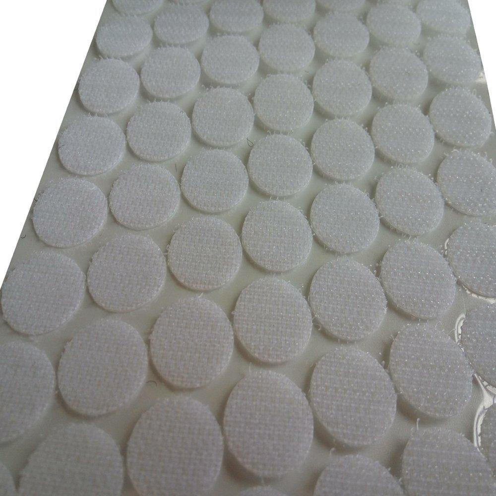 1000pcs Loop Side Adhesive Tapes Sticky Back Dots, 3/4" Diameter, White