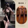 Erotic Underwear Deep V Imperial Sister Sexy Leopard Print Fashion Shapewear Short Skirt Low Chest Collar One-piece Skirt Small Mother Style