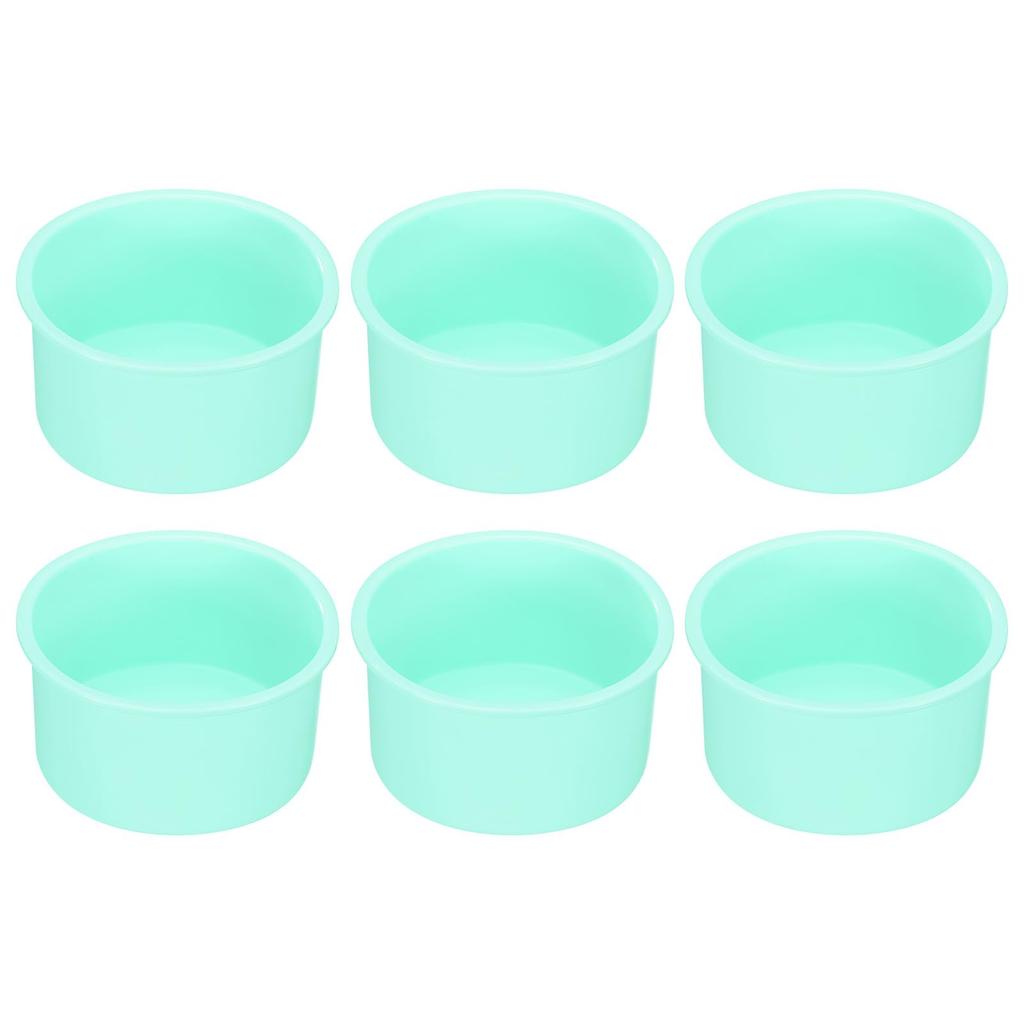 Uxcell Set mit 6 runden Kuchenformen (4 Zoll), Antihaftbeschichtete, schnell lösbare Silikon-Kuchenformen, Backwerkzeuge für Cupcakes, Blechkuchen und Pizzen, Grün