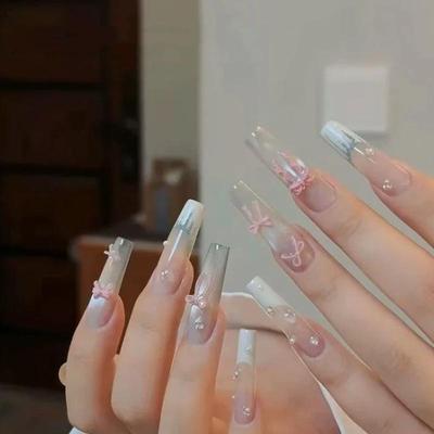 50 Stück Schleifen-Nagelkunst-Dekorationen 3D Satin Leichte Nagel-Anhänger Buntes Band-Schleife Strass DIY Maniküre-Werkzeuge Teile
