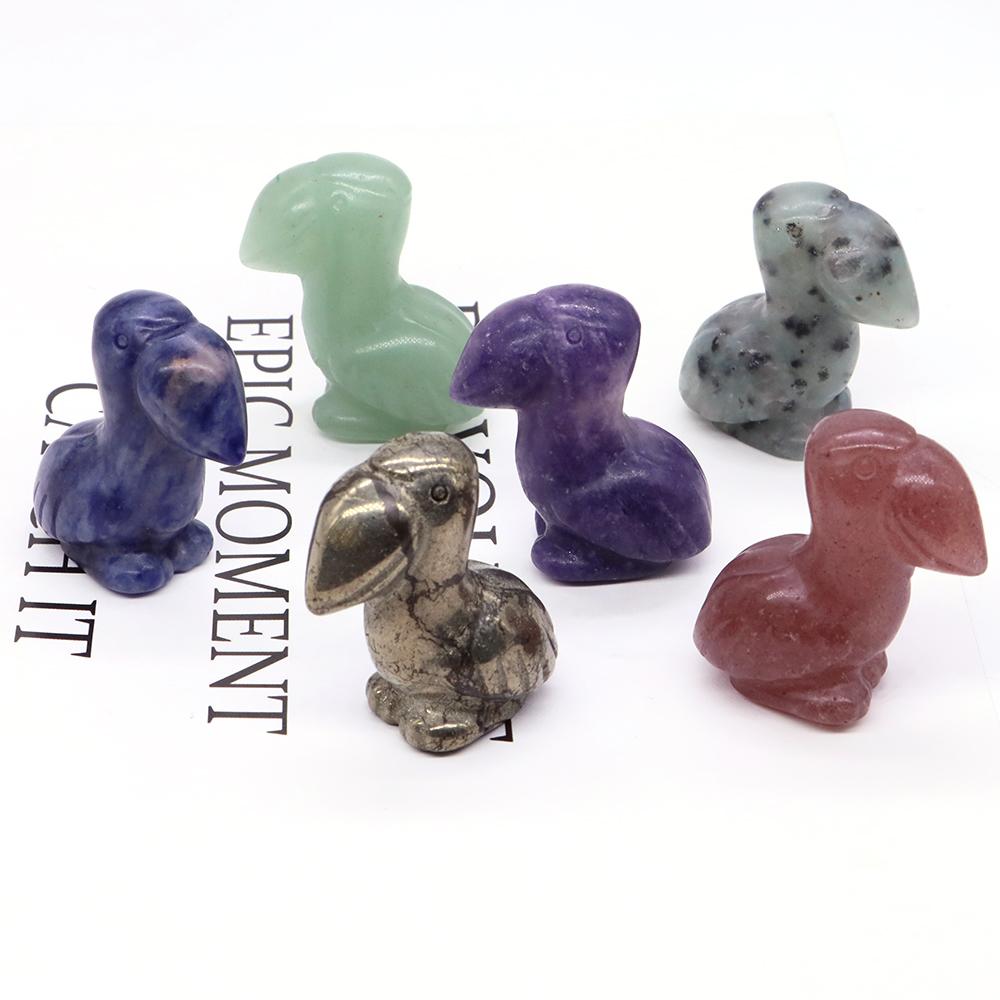 Hand Carved Healing Animal Figurine Toucans Statue Natural Stone Crystal Reiki Gemstone Craft Home Decoration Holiday Gifts 1.6"