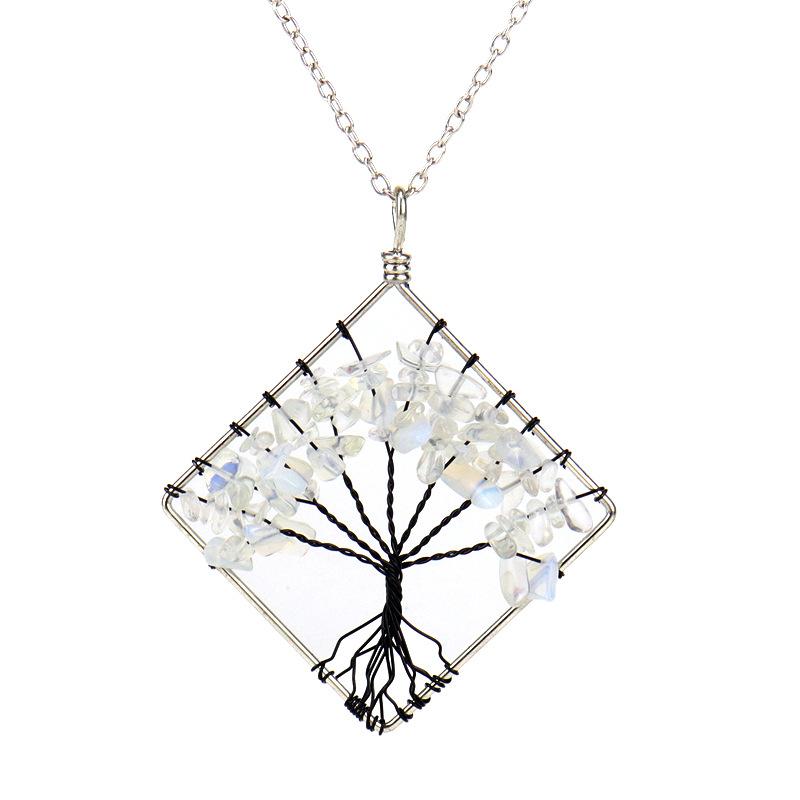 Tree Of Life Square Necklace Natural Irregular Gravel Fashion Accessories Necklace Accessories N51