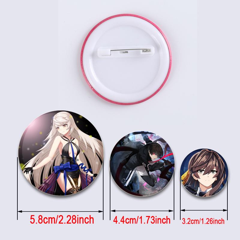 32/44/58mm Pop Anime Game Counter Side Brooches On Backpack Cartoon Figure Lapel Pins Alloy Round Cartoon Badge Gifts Jewelry Accessory
