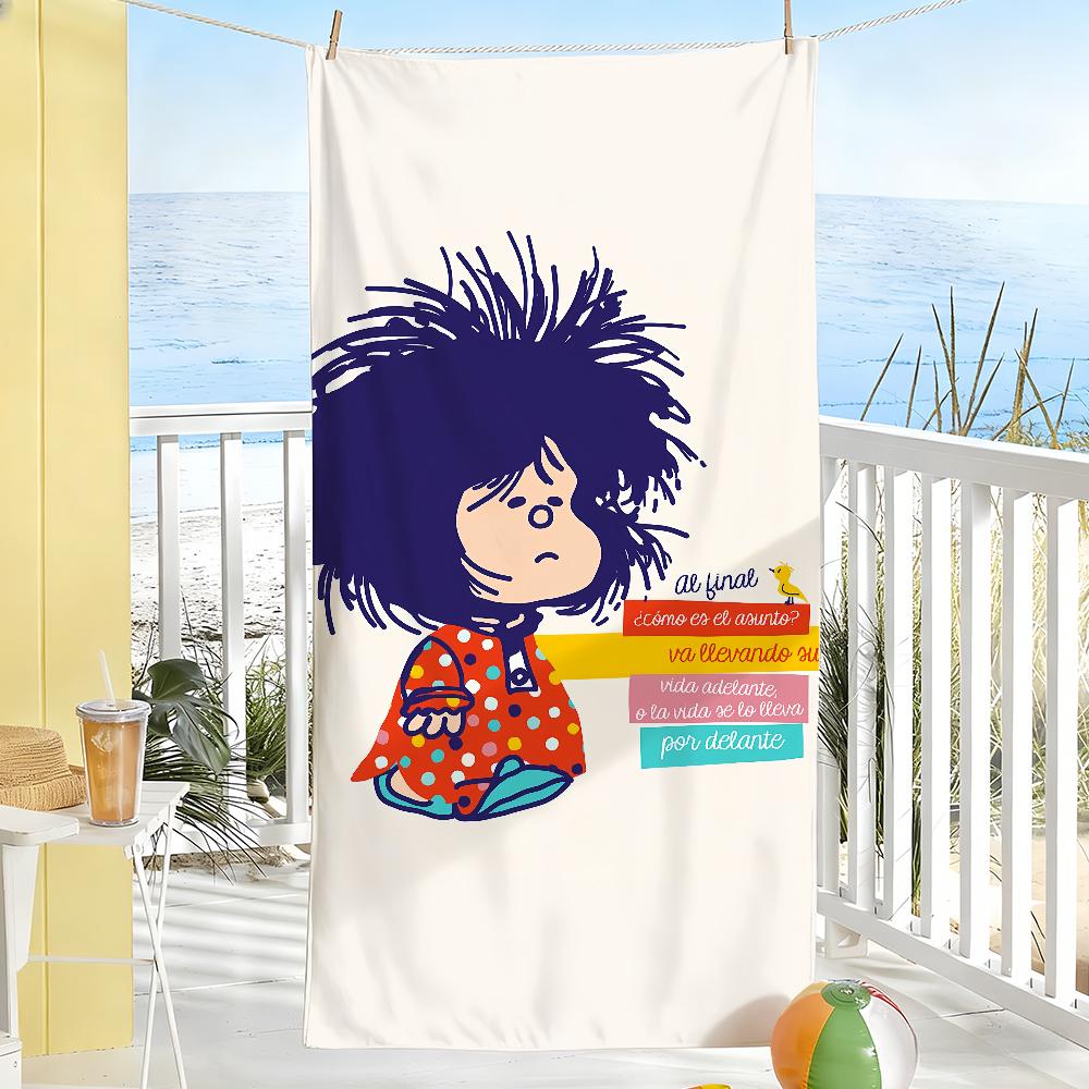 

Cute Cartoon Mafalda Towel Soft Pool Gift For Travel Gym Shower Camping Quick Dry Sports Large Beach Towels W30*H60(CM)