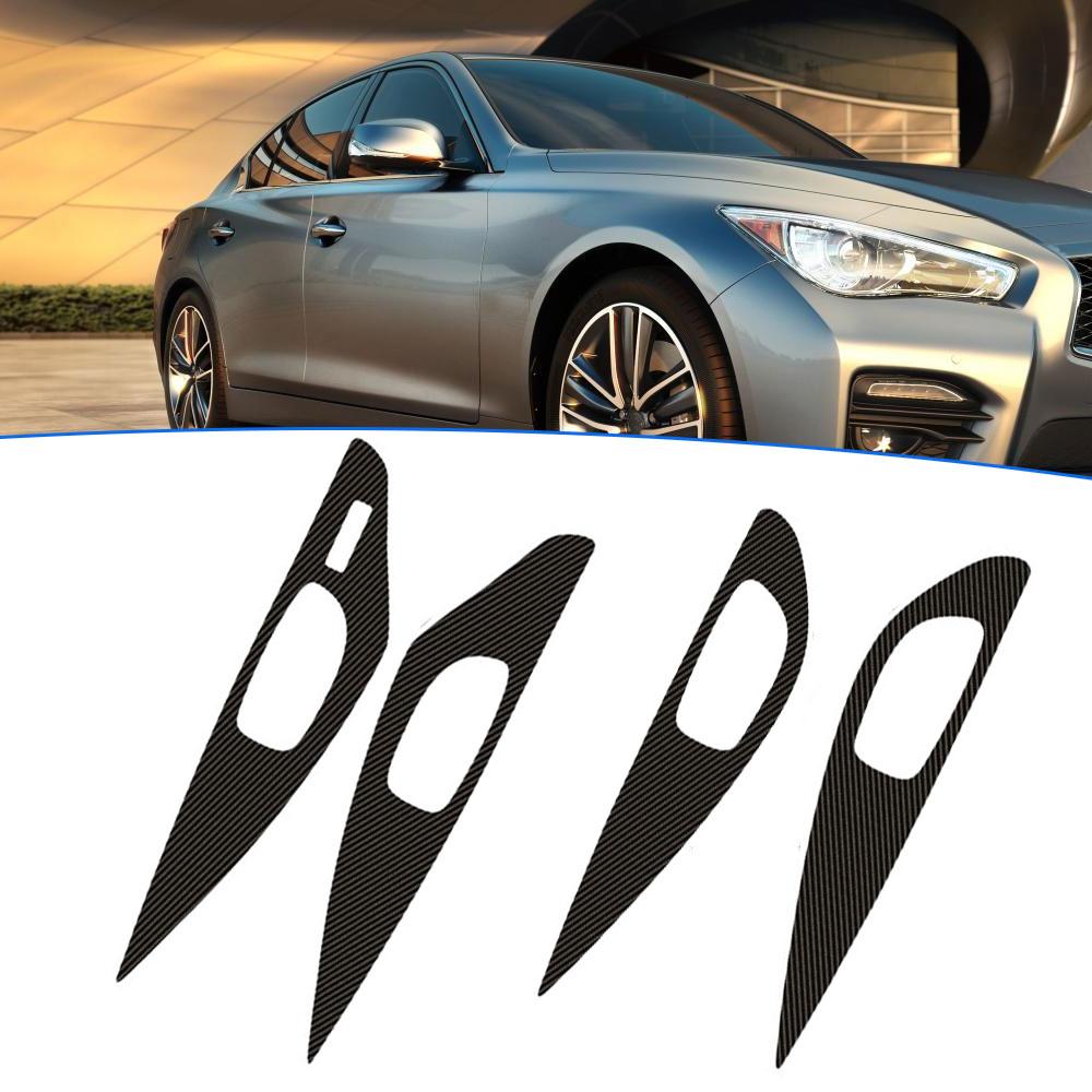 18pcs Black Carbon Fiber 3D Sticker Interior Decoration Trim Cover Creative for Infiniti Q50 2014-2019 Car Tuning Accessories