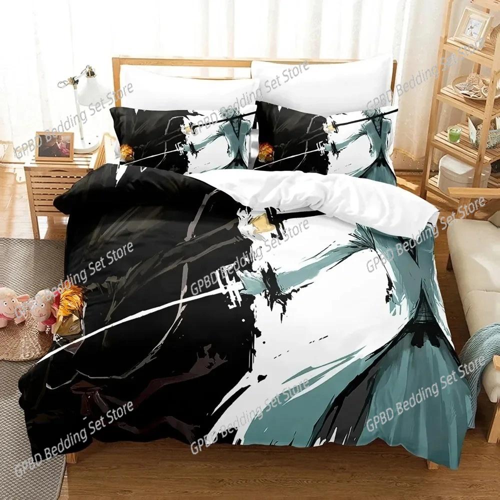 3D Print Anime Bleach Kurosaki Ichigo Beding Set Bedrom Soft Modern Bedspreads Comefortable Soft Duvet Cover Comfortable Quilt Cover Pilowcase