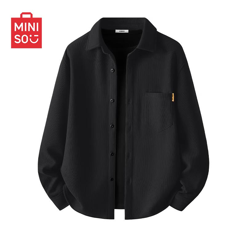 MINISO Men s American Retro Fleece Lined Corduroy Shirt Jacket L