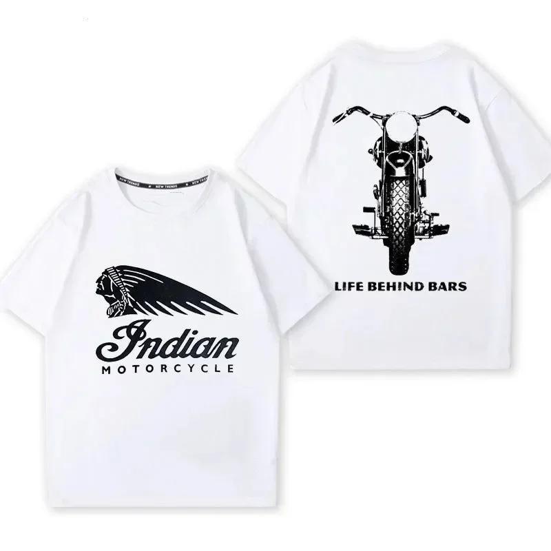 2024 Men T Shirt Casual Indians Motorcycle T-shirt Graphic Oversized Motorbike Biker Cafe Racer Chopper Vintage Streetwear S-4XL