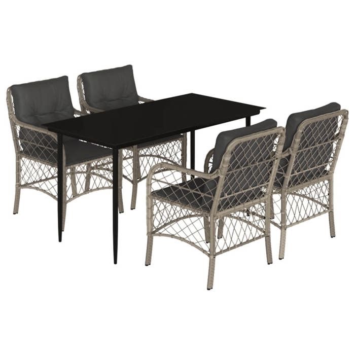 VidaXL Ensemble à Manger de Jardin avec Coussins 5 pcs, Table et Chaises de Patio, Meubles d'Extérieur Terrasse, Moderne, 3212168