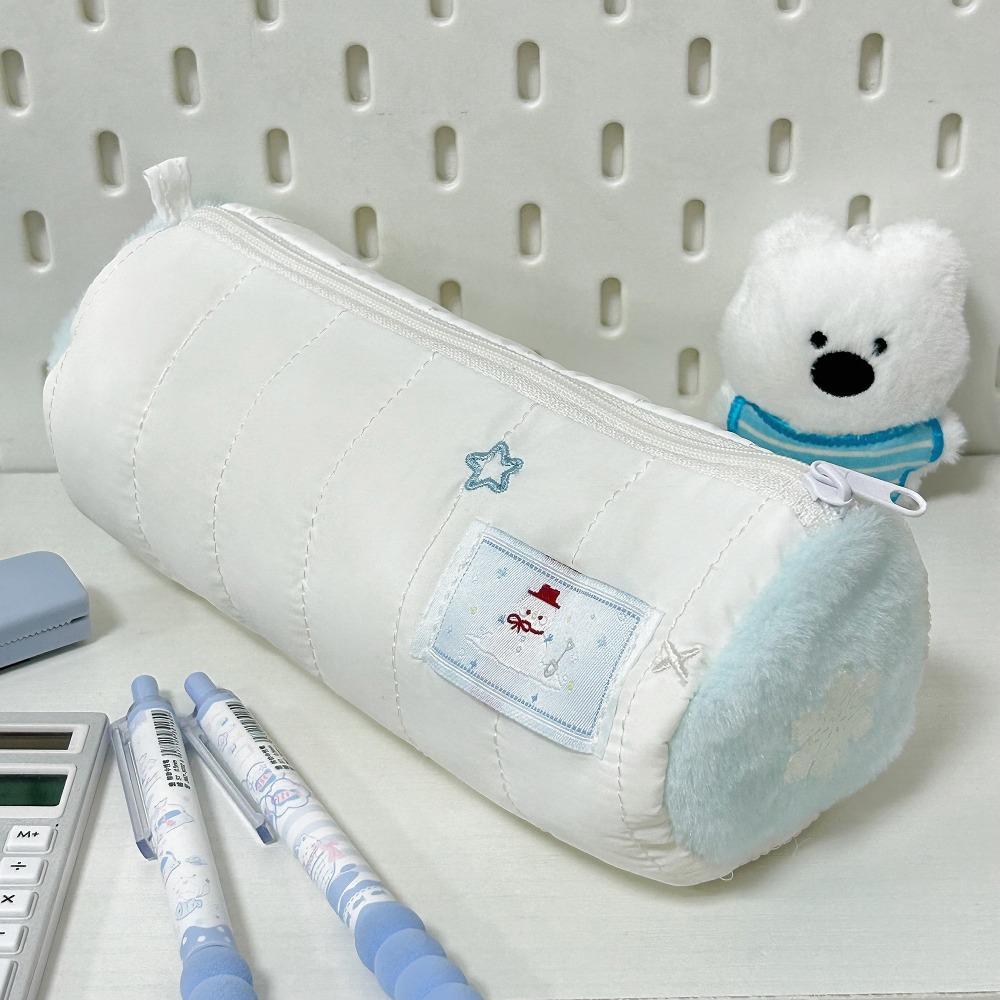 

Cylinder Pen Bag Soft Touch Stationery Organizer Cute Stationery Pouch School Office Snowman