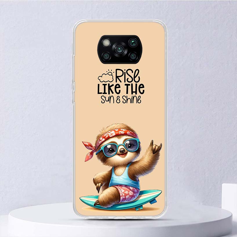 Animal Cute Cartoon Sloth Coffee Soft Case For Xiaomi Poco X7 X6 X5 X4 X3 Nfc F7 Ultra F6 F5 Pro Phone Cover F4 Gt F3 M5S M4 M3