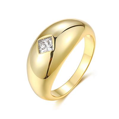 S925 Silver Plated Gold Ring Moissanite Ring Ins Style Jewelry