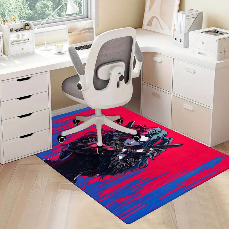 1pc Office Carpet Chair Mats Harley Quinn: Colorful Chaos Perfect for Decorating Office Chairs, Living Rooms, Or Bedrooms,Polyester Carpet