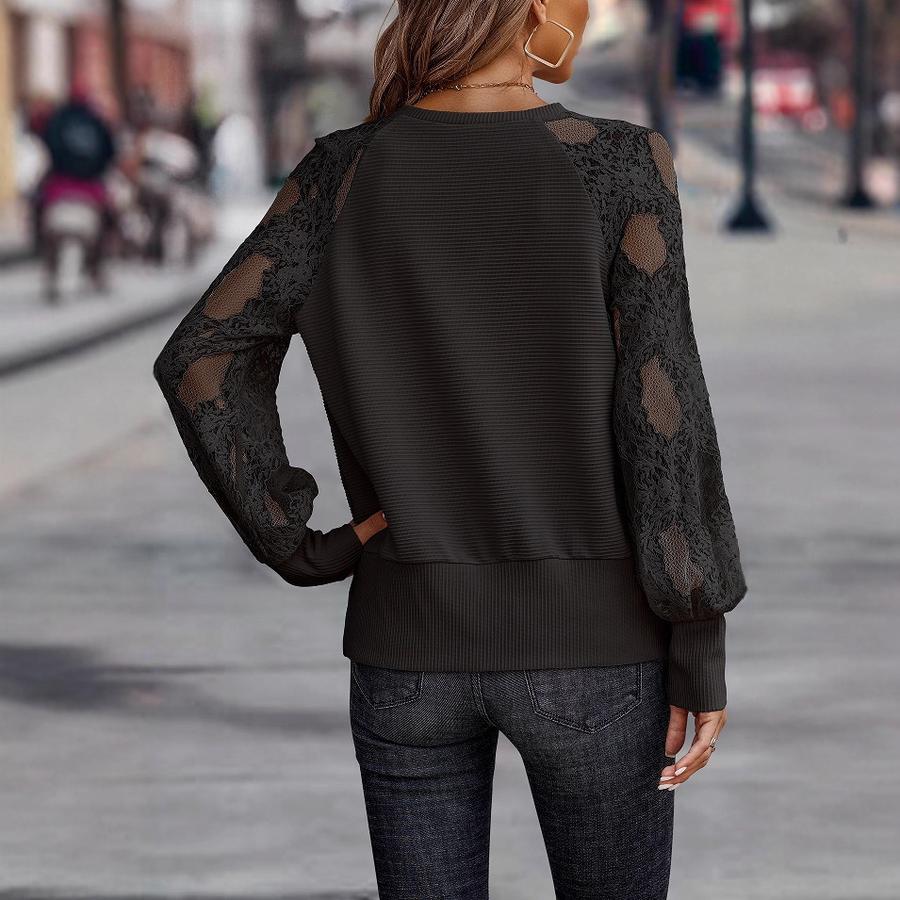 Women's Knitted V-Neck Lace Loose Casual Summer Spring New Arrivals Top