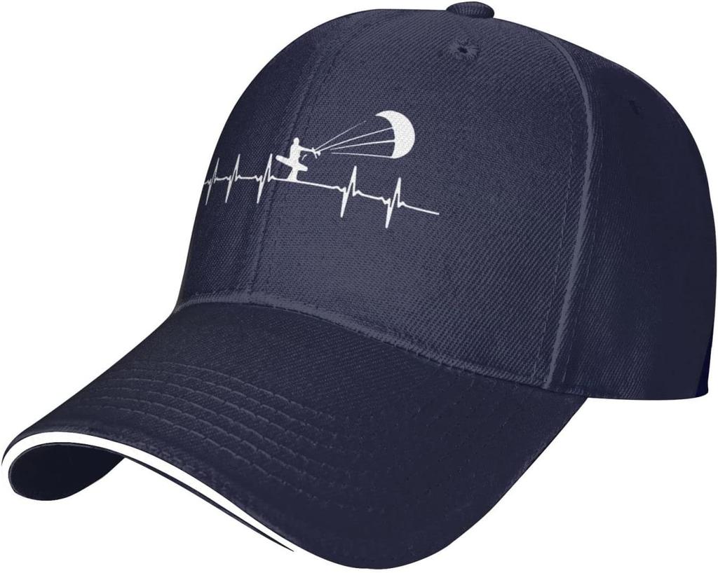 Kitesurfing Heartbeat Lifeline Graphic Baseball Cap Polyester Adjustable Outdoor Sports Trucker Hat