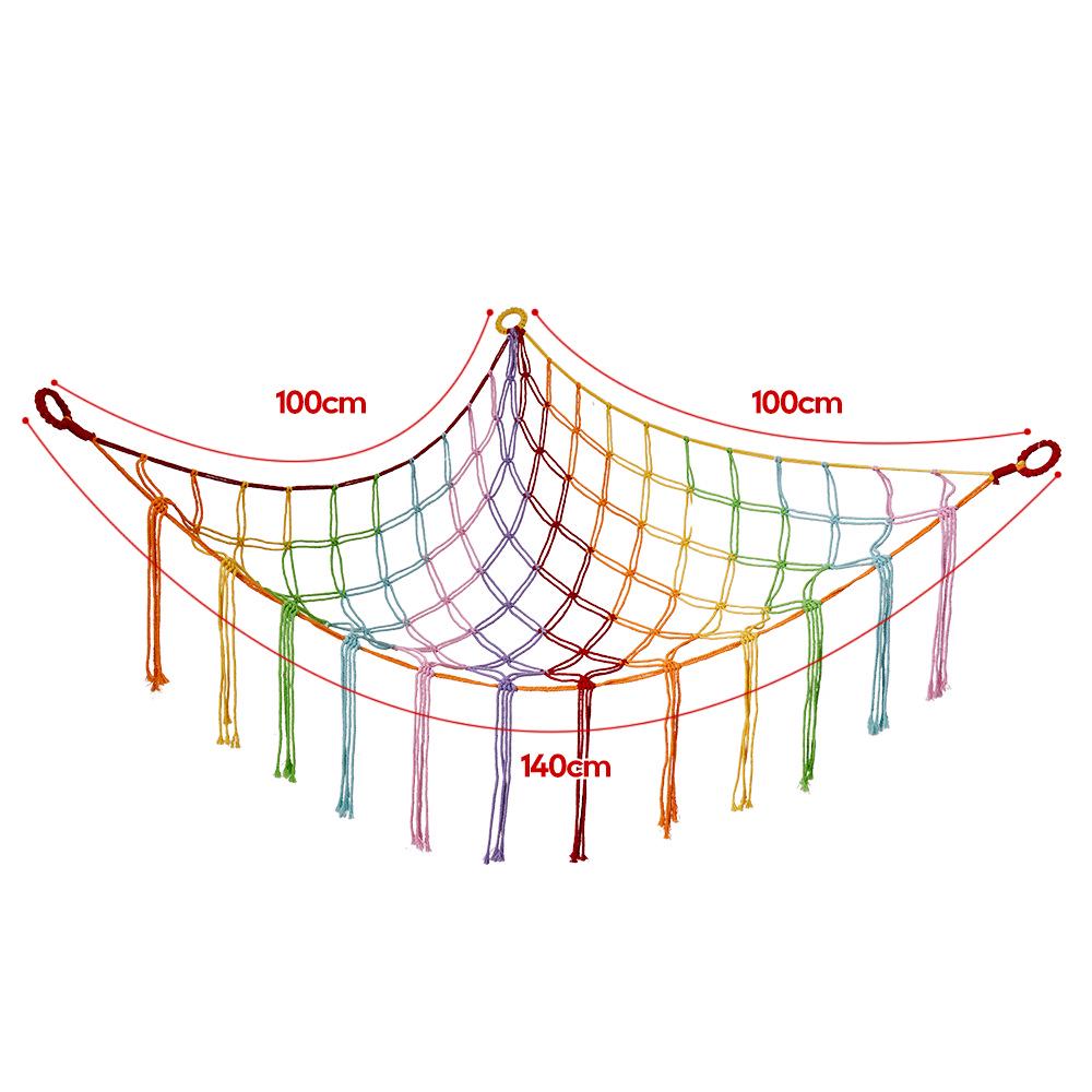 Handmade Cotton Rope Toy Storage Corner Net with Colorful Tassels