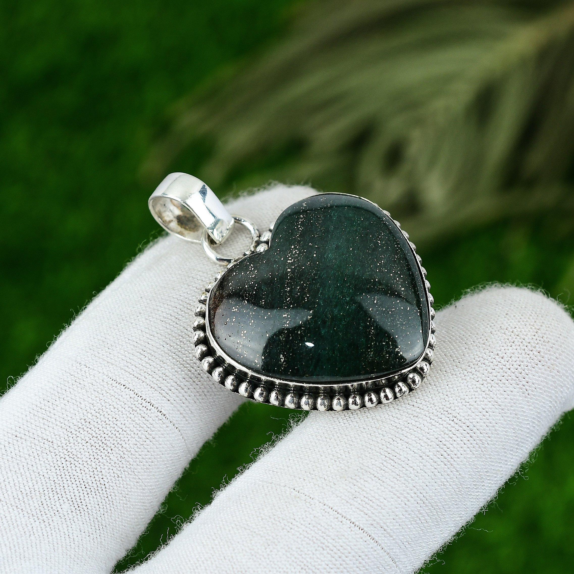 

Gift For Her 925 Sterling Silver Natural Green Aventurine Gemstone Pendant