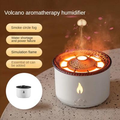 Umidificador de ar Volcano Fire Flame, difusor de aromas, óleo essencial com controle remoto, água-viva para perfume doméstico, gerador de névoa fria