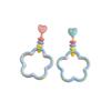 Summer Peach Heart: Colorful Flower Earrings for Women - Dopamine Vacation Style, Exaggerated Niche Design Studs