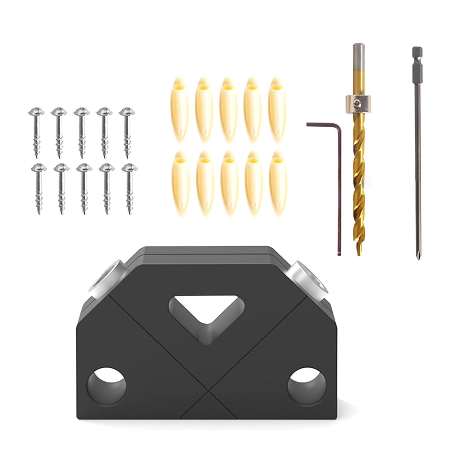 

Зажим для напрямної свердла Зажим для дюбелів з алюмінієвого сплаву Позиціонер для свердління косих отворів Локатор кишенькових отворів для свердління Деревообробний інструмент D