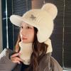 Rabbit Fur Hat Women's Autumn and Winter Fashion Fleece Warm Wool Hat Cycling Ear Protection Duck Tongue Knitted Hat