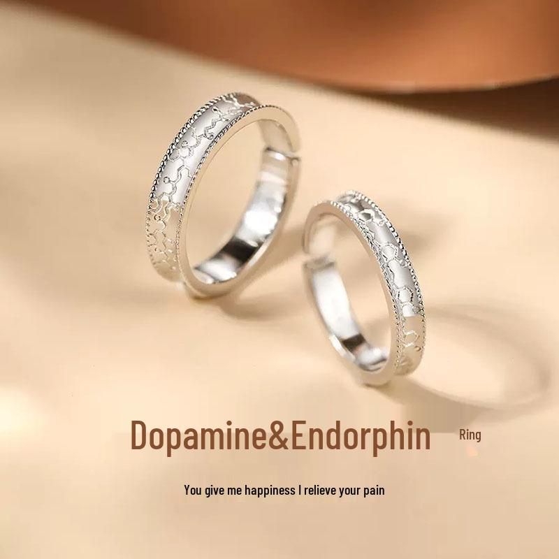 

Dopamine & Endorphin Matching Sterling Silver Rings: Ideal Christmas Gift for Couples Female