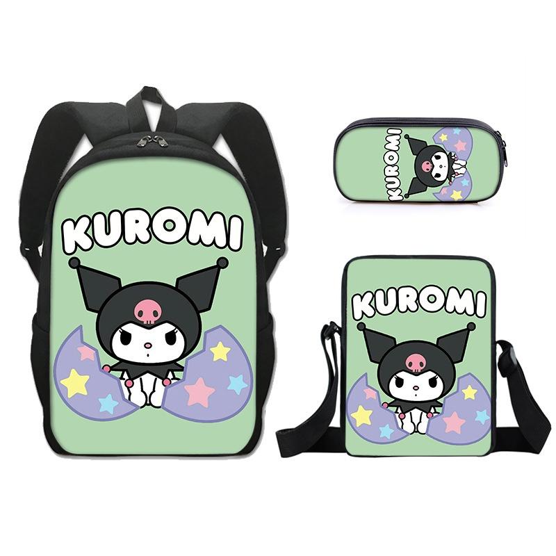 Kuromi Student Backpack Set With Pen Case And Shoulder Bag